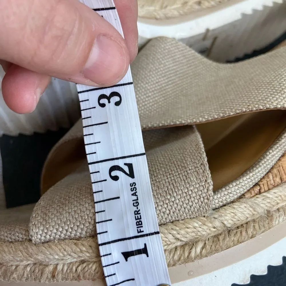 NEUTRAL TAN/BEIGE ESPADRILLE cork platform wedge